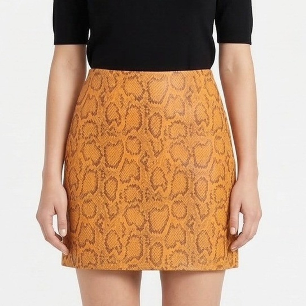 La'Ven Women's Size Small Yellow Snakeskin Animal Print Modern Indie Mini Skirt